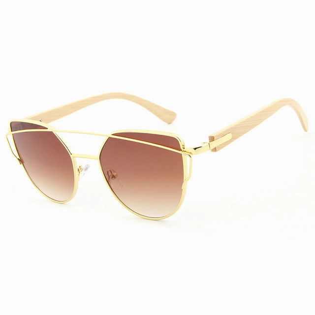 Flash Pick Today Big Savings Alert Women'S Fashion Mirror Cat Eye Wooden Sunglasses - Black Red,Black Blue,Golden Tea,Black Gray,Golden Pink,Black Green,Silver