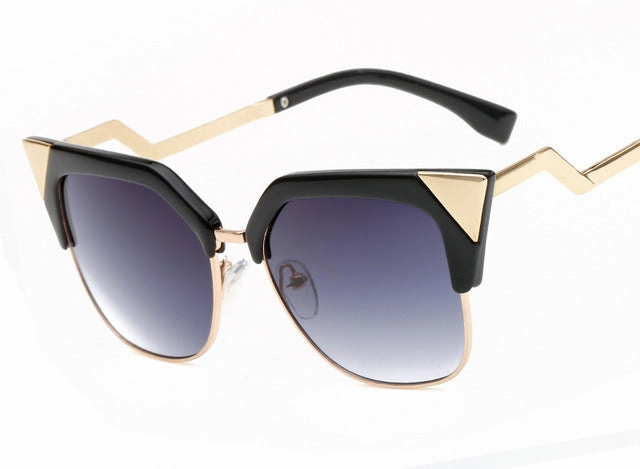 Limited Time Discount Limited Stock Hot Deal Women'S Metal Semi-Rimless Cat Eye Summer Fashion Sunglasses -Gray,Tea,Rose Gold,White Gray,Silver,Blue