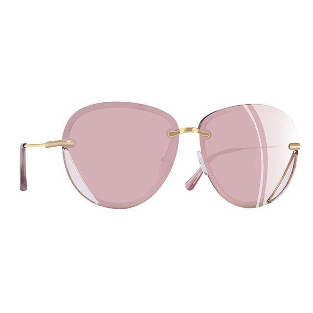 Surprise Offer Now Hot Offer Frenzy Women'S Retro Fashion Summer Polarized Rimless Sunglasses -Gray,Pink,Brown,Purple