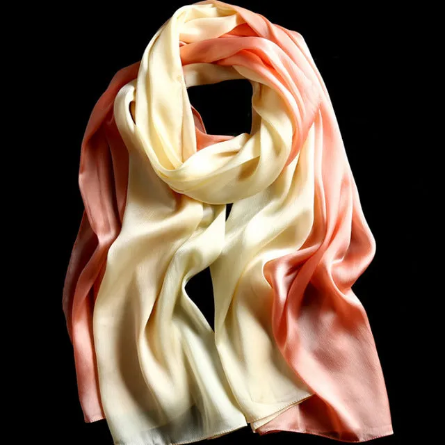 New Arrival Discount Clearance Savings Now Women'S Fashion Luxury Gradient Colors Silk Scarves - 13 Colors