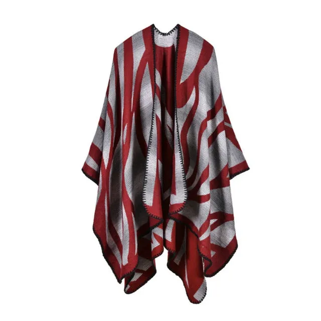 Women'S Fashion Winter Striped Poncho Scarf - 5 Colors Clearance Alert Now