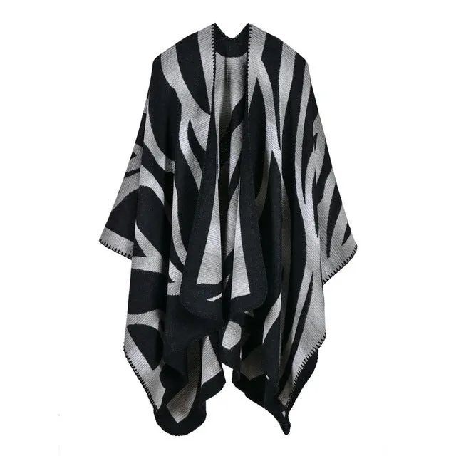 Shop Smart Deals Women'S Fashion Winter Striped Poncho Scarf - 5 Colors