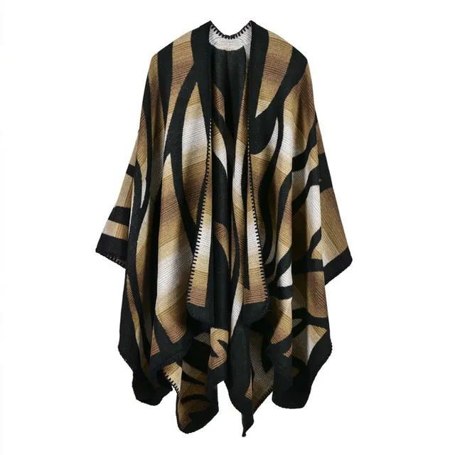 Women'S Fashion Winter Striped Poncho Scarf - 5 Colors Perfect Gift Offer
