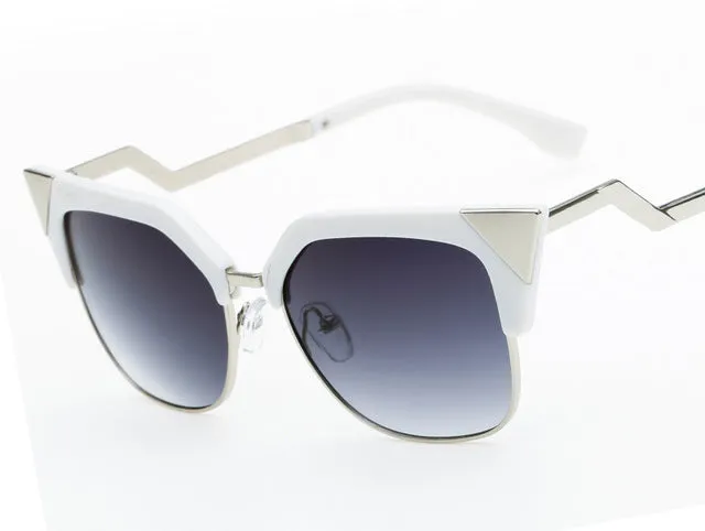 Women'S Metal Semi-Rimless Cat Eye Summer Fashion Sunglasses -Gray,Tea,Rose Gold,White Gray,Silver,Blue Todays Mega Savings