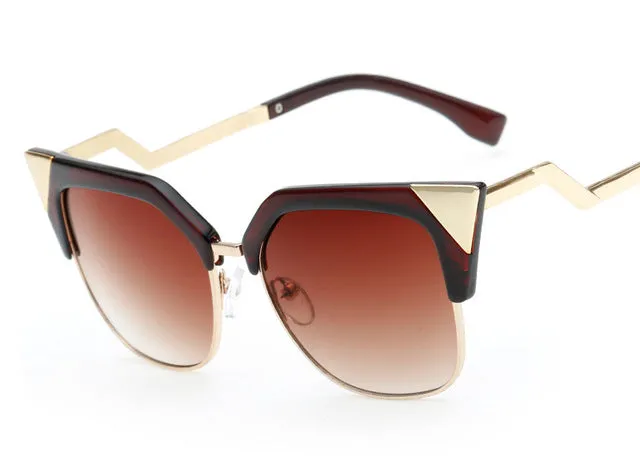 Women'S Metal Semi-Rimless Cat Eye Summer Fashion Sunglasses -Gray,Tea,Rose Gold,White Gray,Silver,Blue Steal the Deal Now Hot Offer Inside