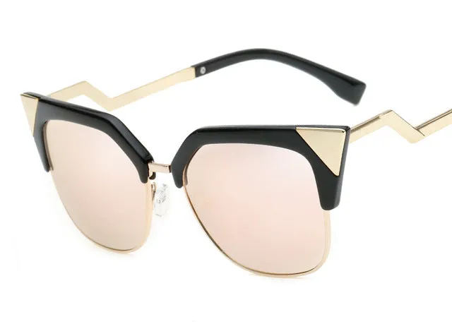 Hot Deals Today Women'S Metal Semi-Rimless Cat Eye Summer Fashion Sunglasses -Gray,Tea,Rose Gold,White Gray,Silver,Blue