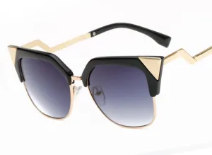 Limited Time Discount Limited Stock Hot Deal Women'S Metal Semi-Rimless Cat Eye Summer Fashion Sunglasses -Gray,Tea,Rose Gold,White Gray,Silver,Blue