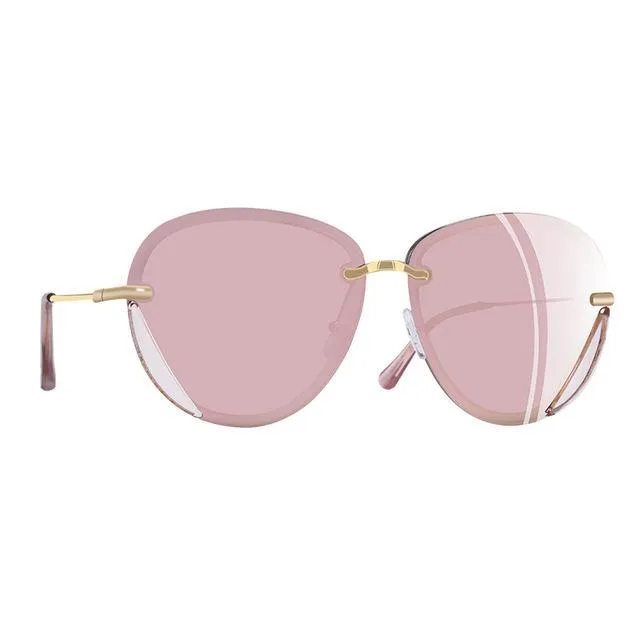 Surprise Offer Now Hot Offer Frenzy Women'S Retro Fashion Summer Polarized Rimless Sunglasses -Gray,Pink,Brown,Purple
