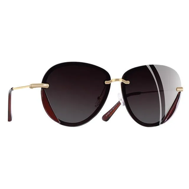 Women'S Retro Fashion Summer Polarized Rimless Sunglasses -Gray,Pink,Brown,Purple Shop Today Save