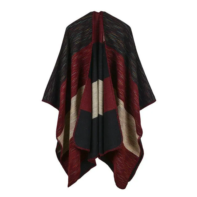 Women'S Wide Stripes Fashion Poncho Scarf - 6 Colors Trending Now Discount