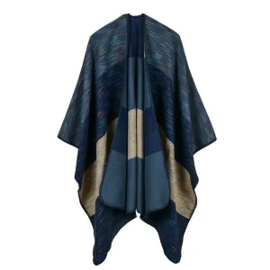 Women'S Wide Stripes Fashion Poncho Scarf - 6 Colors Limited Time Discount Sweet Deal Today