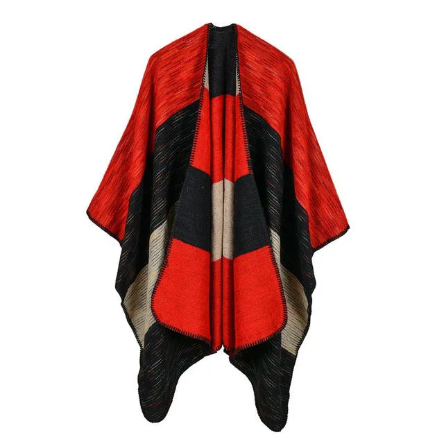 Todays Special Savings Women'S Wide Stripes Fashion Poncho Scarf - 6 Colors