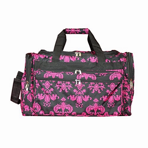 World Traveler 22" Duffle Duffel Bag, Black Pink Damask, One Size Instant Discount Mega Sale Now