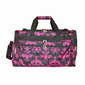 World Traveler 22" Duffle Duffel Bag, Black Pink Damask, One Size Instant Discount Mega Sale Now