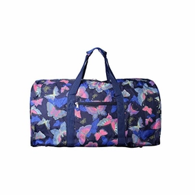 Special Steal Event World Traveler Women'S Value Series Blue Moon 22-Inch Pink Butterfly Duffel Bag, Blue Trim Pink