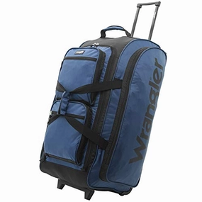 Hot Sale Alert Shop the Savings Wrangler Wesley Rolling Duffel Bag, Navy Blue, Large 30-Inch
