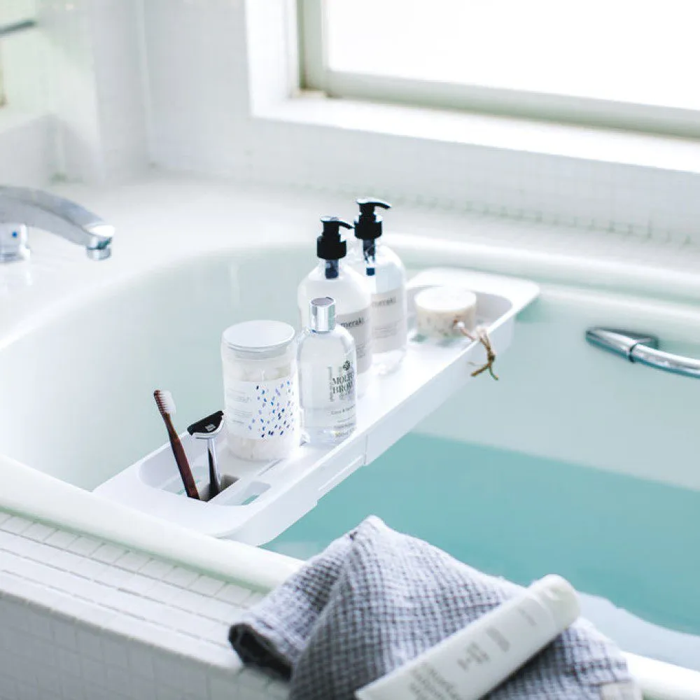 YAMAZAKI Tower Extendable Bath Tray, White