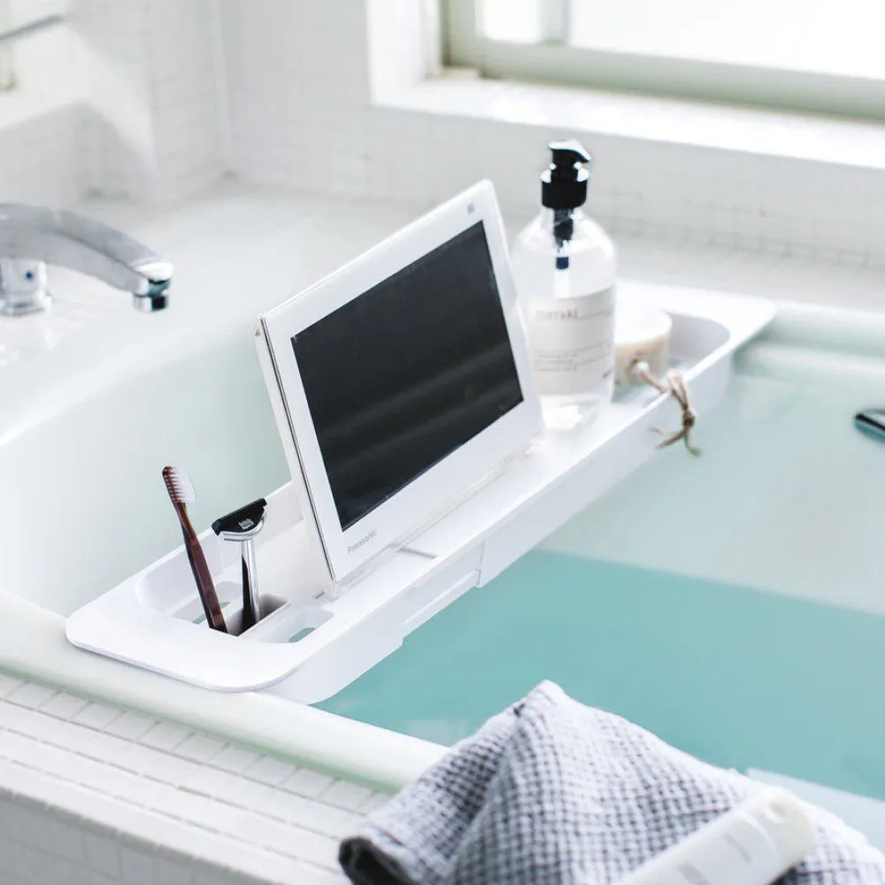 YAMAZAKI Tower Extendable Bath Tray, White