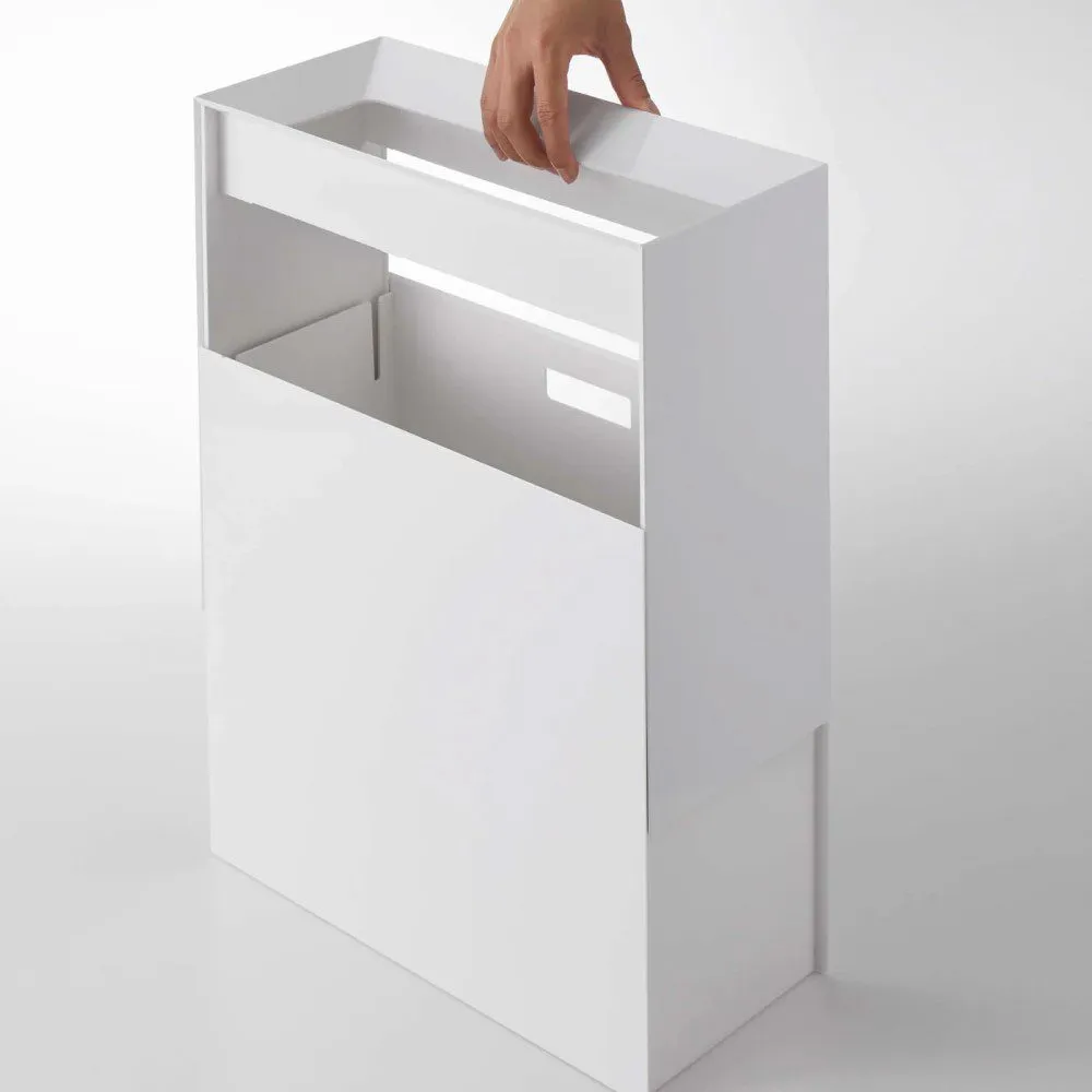 YAMAZAKI Tower Rectangular Trash Can/Rubbish Bin, White