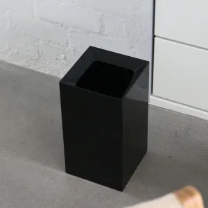 YAMAZAKI Tower Square Trash Can/Rubbish Bin, Black, H33 cm