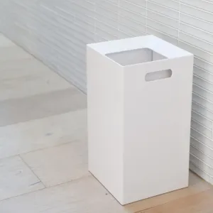 YAMAZAKI Tower Square Trash Can/Rubbish Bin, White, H33 cm