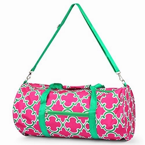 Zodaca Classic Style Duffel Travel Bag, Pink Quatrefoil Big Hot Sale Shop Today Save