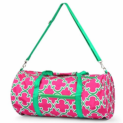 Zodaca Classic Style Duffel Travel Bag, Pink Quatrefoil Big Hot Sale Shop Today Save