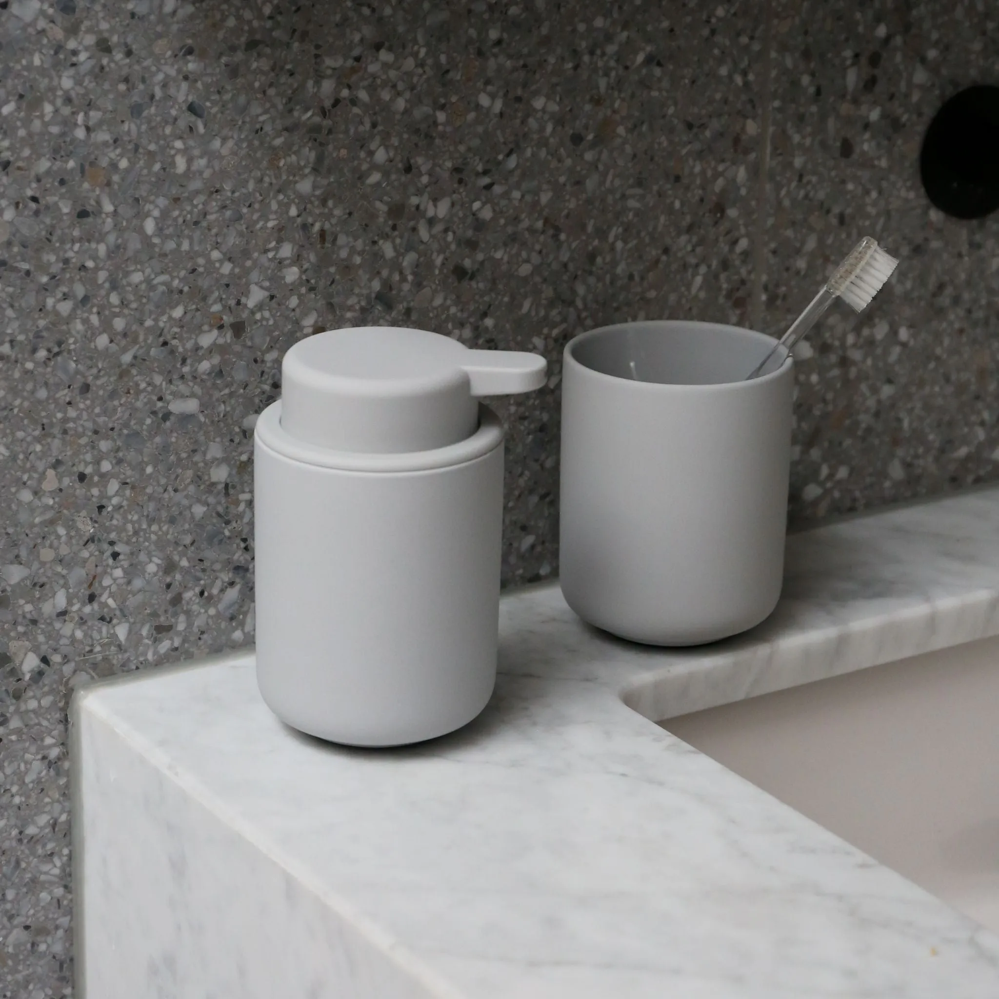 ZONE DENMARK Ume Soap Dispenser 250ml, H12.8cm, Soft Grey