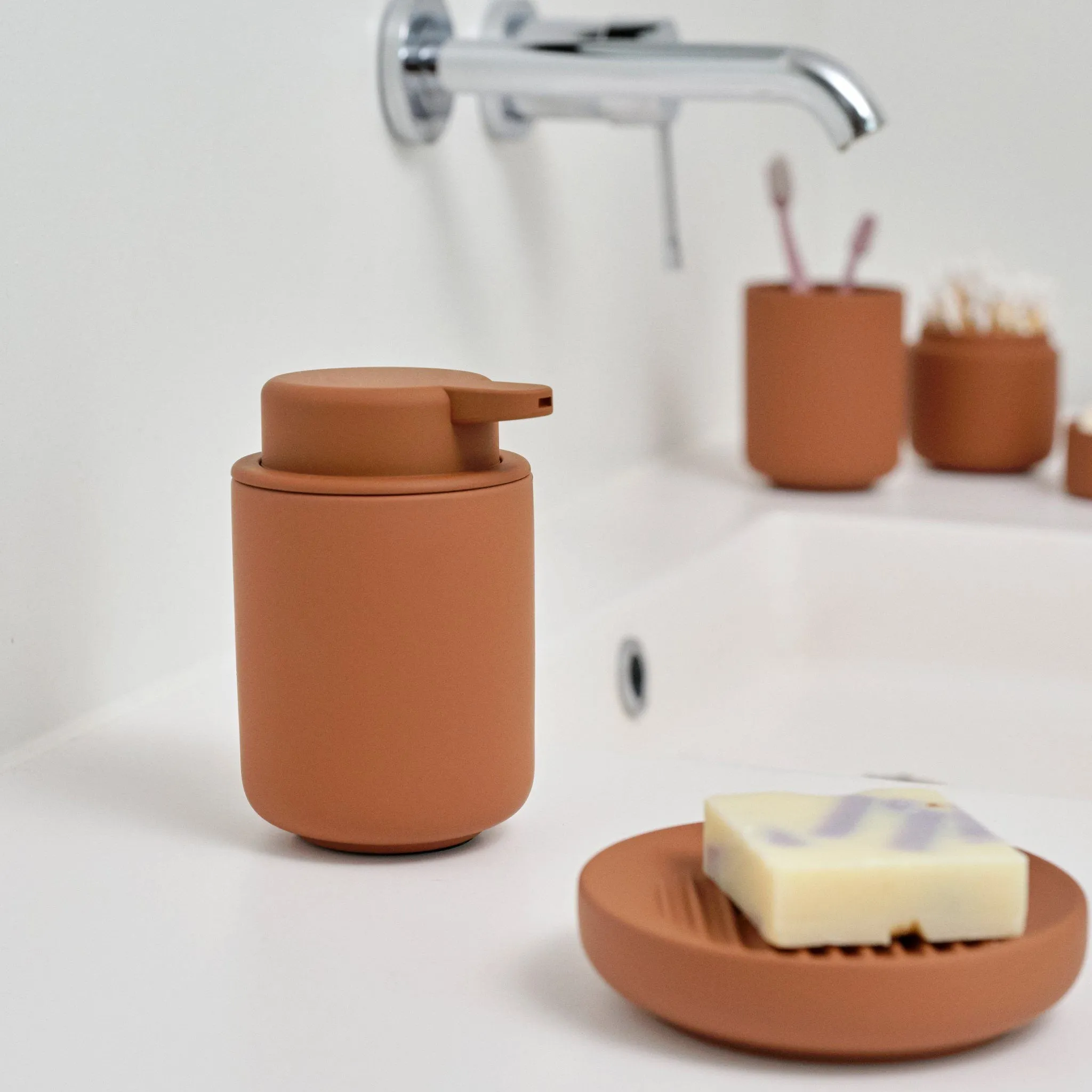 ZONE DENMARK Ume Soap Dispenser 250ml, H12.8cm, Terracotta