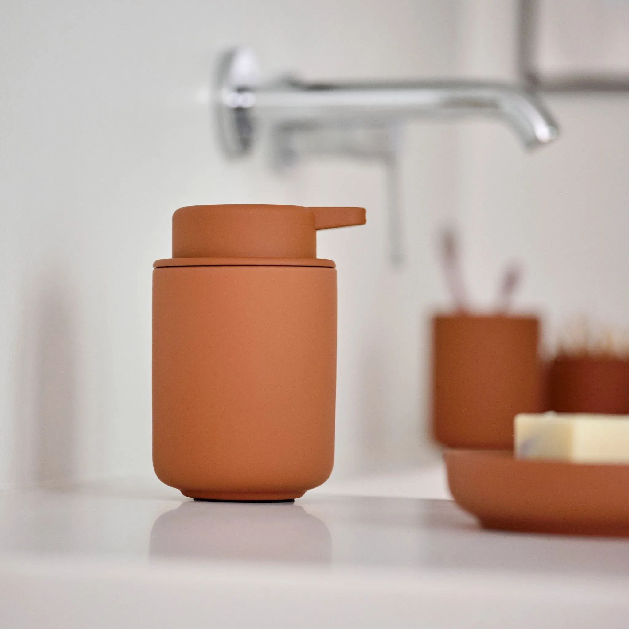 ZONE DENMARK Ume Soap Dispenser 250ml, H12.8cm, Terracotta