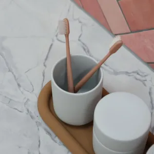 ZONE DENMARK Ume Tumbler/Toothbrush Holder, Soft Grey