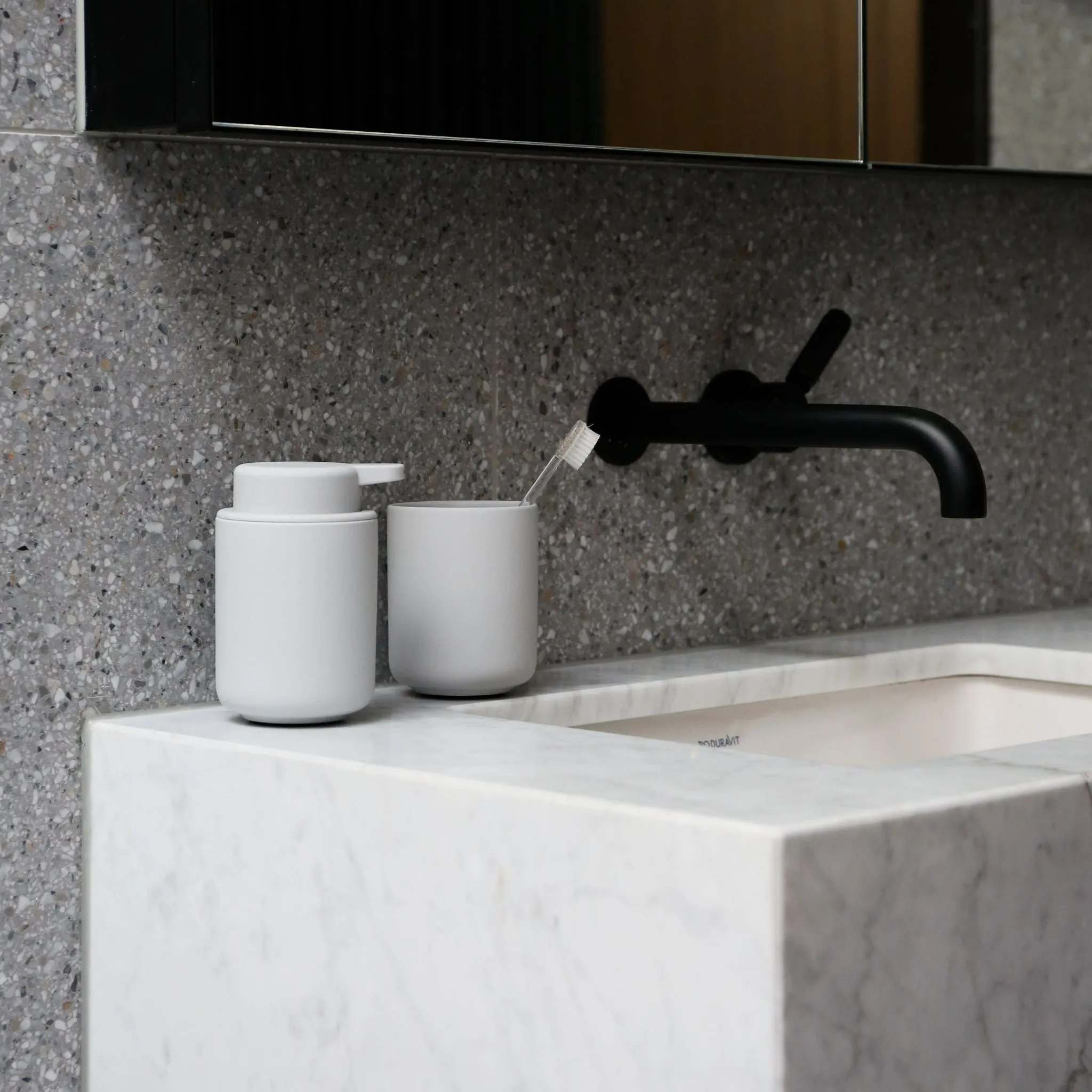 ZONE DENMARK Ume Tumbler/Toothbrush Holder, Soft Grey
